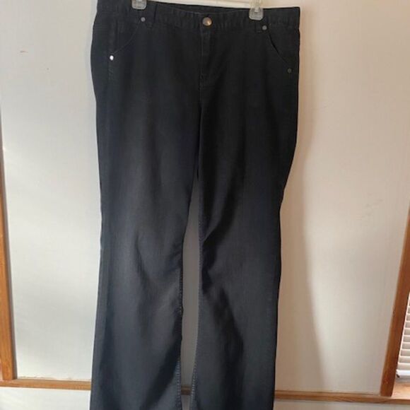 Calvin Klein Black 5 pocket distressed wide leg denims, size 33/16 - Picture 1 of 3